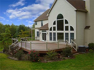 Backyard deck and landscaping